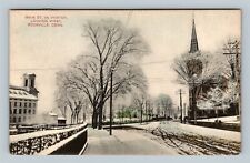 Rockville CT, Main Street In Winter, Connecticut Vintage Postcard picture
