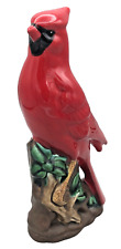 Vintage Hand Painted Glazed Ceramic Cardinal Red Bird Figurine Statue 9
