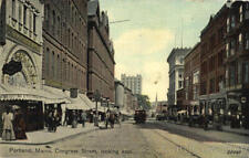 1911 Portland,ME Congress Street Looking East Cumberland County Maine Postcard picture