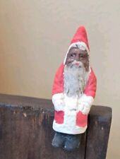 Papier Mache Hand Made Santa Figurine Sitting On Ledge picture