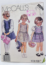 Cut McCall's Children's Jumper, Sundress, Blouse Pattern 2590 Size 2-4  Vtg 80’s picture