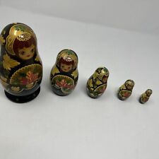 Fairytale Russian Matryoshka Nesting Doll Hand Painted 7” Signed - 5 Pieces picture