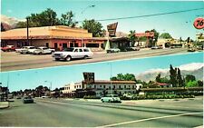 Lone Pine California Postcard 1950s Old Cars Gas Stations Standard Oil Motels picture