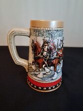 1988  Anheuser Busch  Budweiser Bud Holiday Christmas Beer Stein Clydesdales picture