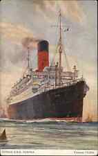 Steamship Boats, Ships Aurania Cunard c1900s-20s Postcard picture