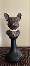 French Bulldog Bust On Pedestal Resin 7 1/2” picture