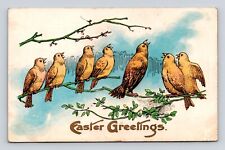 Embossed Postcard Song Birds Easter Greetings North Platte NE Flag Cancel 1909 picture