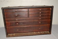 Antique Wood/Tin Machinist Chest Tool Box 7 Apothecary Drawer Organizer Art Case picture
