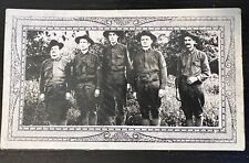 WWI RPPC photo postcard 5 U.S. Army soldiers photograph WW1 picture