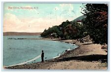 1908 Bay Shore Sand Sea Waves Rock Haverstraw New York Vintage Souvenir Postcard picture