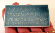 RARE 1895 Vtg REPUBLICAN STATE CONVENTION ZANESVILLE OH CERAMIC TILE SOUVENIR picture