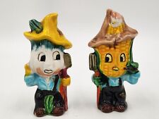 Vintage Anthropomorphic Corn on Cob and Squash in Overalls w/Shovel & Straw Hat picture