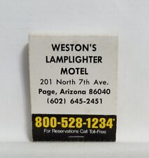 Vintage Weston's Lamplighter Motel Hotel Matchbook Page Arizona Advertising Full picture