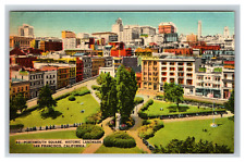 Portsmouth Square Landmark San Francisco California Linen Postcard Unposted picture
