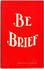 Quotes Saying Be Brief Copyrighted R L Wells Red Background Postcard picture