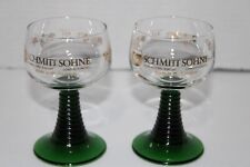 Pair Schmitt Sohne Wine Glasses West Germany Green Stem Gold Grapevine picture