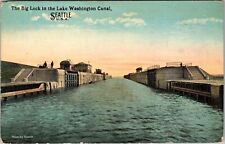 Seattle WA-Washington, Big Lock In Lake, Washington Canal Vintage Postcard picture