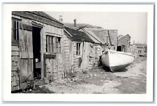c1930's Fishing Huts Boat Tifft Road Dover New Hampshire NH RPPC Photo Postcard picture