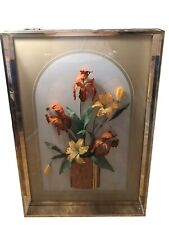Vintage Mid Century Jon Gilmore Signed 3D Art Floral Arrangement  Acrylic Frame picture