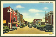 Theatre & bank Main St Waterville ME postcard 1940s picture