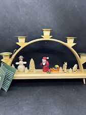 RICHARD GLASSER WOOD FOLK ART 5 CANDLE CHRISTMAS ARCH SANTA And SNOWMAN GERMANY picture