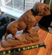 Rare Bison Figurine Buffalo Clay? Ceramic? Plaster? Wildlife Animal Heavy Piece picture