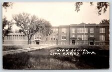Coon Rapids IA Art Deco Windows~Big Shade Tree Next to High School RPPC 1942 PC picture