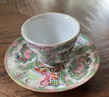 Vintage Hand Painted Rose Medallion Teacup & Saucer picture