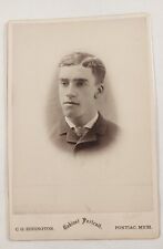 Antique Cabinet Card Photo Well Dressed  Handsome Young Man By C J Eddington MI picture