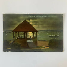 Postcard Maine Portland Fort Allen Park Night Full Moon Ship Schooner 1914 picture