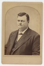 Antique Circa 1880s Cabinet Card Large Intimidating Man in Suit & Tie Medford MA picture