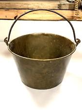 Antique Amish Brass & Copper Large Bucket Pail w/ Forged Iron Handle (5D) picture