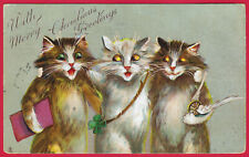 Vtg Anthropomorphic Cats Boulanger Raphael Tuck Christmas Postcard Antique c1907 picture