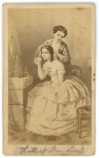 Antique CDV Circa 1870s Lithograph Beautiful Young Woman Getting Dressed Makeup picture