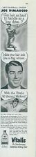 1949 Vitalis Joe DiMaggio Handle Line Drive Winner Workout Vtg Print Ad C15 picture