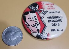 Vintage 1967 Brother Of The Brush Virginia's Diamond Days Pinback Badge Button picture