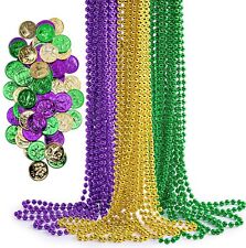 156 PCS Mardi Gras Beads Bright Neon Disco Parade School Party Necklaces Coins picture