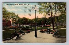 Wilkes-Barre PA-Pennsylvania, Public Square Park, Gents, Vintage c1914 Postcard picture