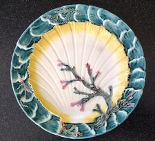 Antique 1866 WEDGWOOD MAJOLICA SEASCAPE PLATE CORAL SCALLOP SHELL WAVES TIKI BAR picture