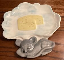 Ceramic Plate with MOUSE Dreaming of Cheese Charcuterie Snack Vintage 7.5 x 7.5 picture