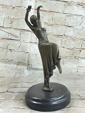 Erotic Pose Dancer 100% Solid Bronze Sculpture Statue Marble Base Figurine Figu picture