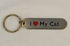 Vintage Russ I Love My Cat Solid Brass Key Ring Key Chain Made In Taiwan picture