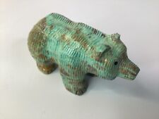 VTG Zuni Authentic Carved Turquoise Grizzly Bear Fetish Native Figure 2.5