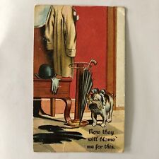 Antique Colored Postcard w Bulldog - 1911 (I think) - Approx. 5.5