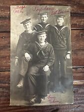 WWI 1910’s Real Photo Postcard - 4 U.S. Naval Reserve Soldiers with Names picture