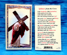 Jesus Christ Splinters from the Cross Catholic LAMINATED Holy Card GILDED Gold picture