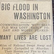 1906 Seattle Washington Flood Article Newspaper Clipping picture