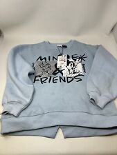 ZARA Minnie  * Friends Sweatshirt light blue girls sz 9-10  NWT (see spots) picture
