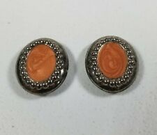 2 Vtg Button Covers Silver Tone Copper Metallic Oval picture