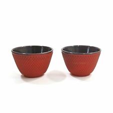 Japanese Cast Iron Tea Cups Mugs Pair 2pcs Red Teacup Cup Set of 2 Home Décor picture